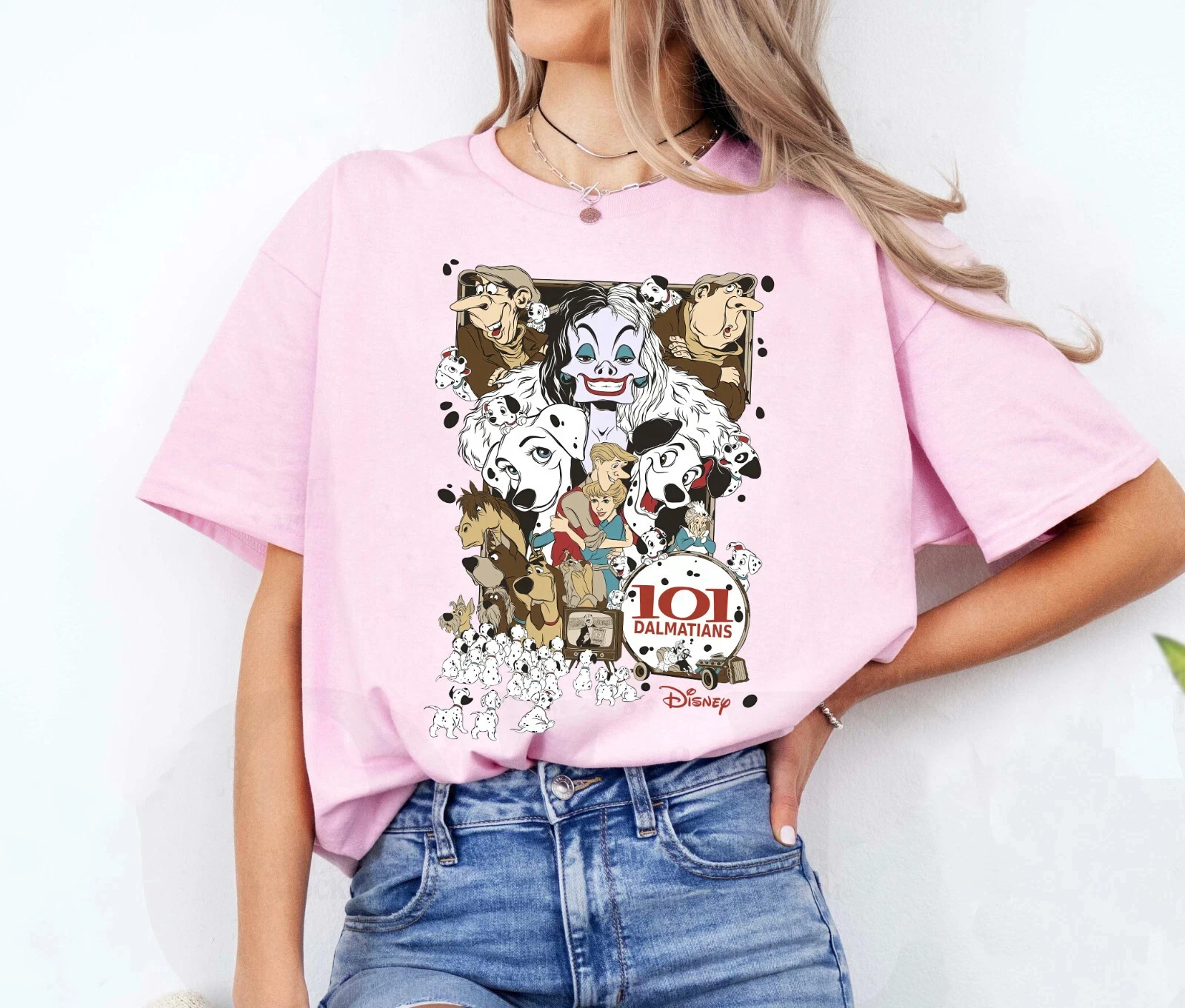 ديزني 101 الدلماسي ريترو جروب الرجال والنساء الكبار القمصان، قمصان رياضية الأطفال تي شيرت القطن موضة عادية