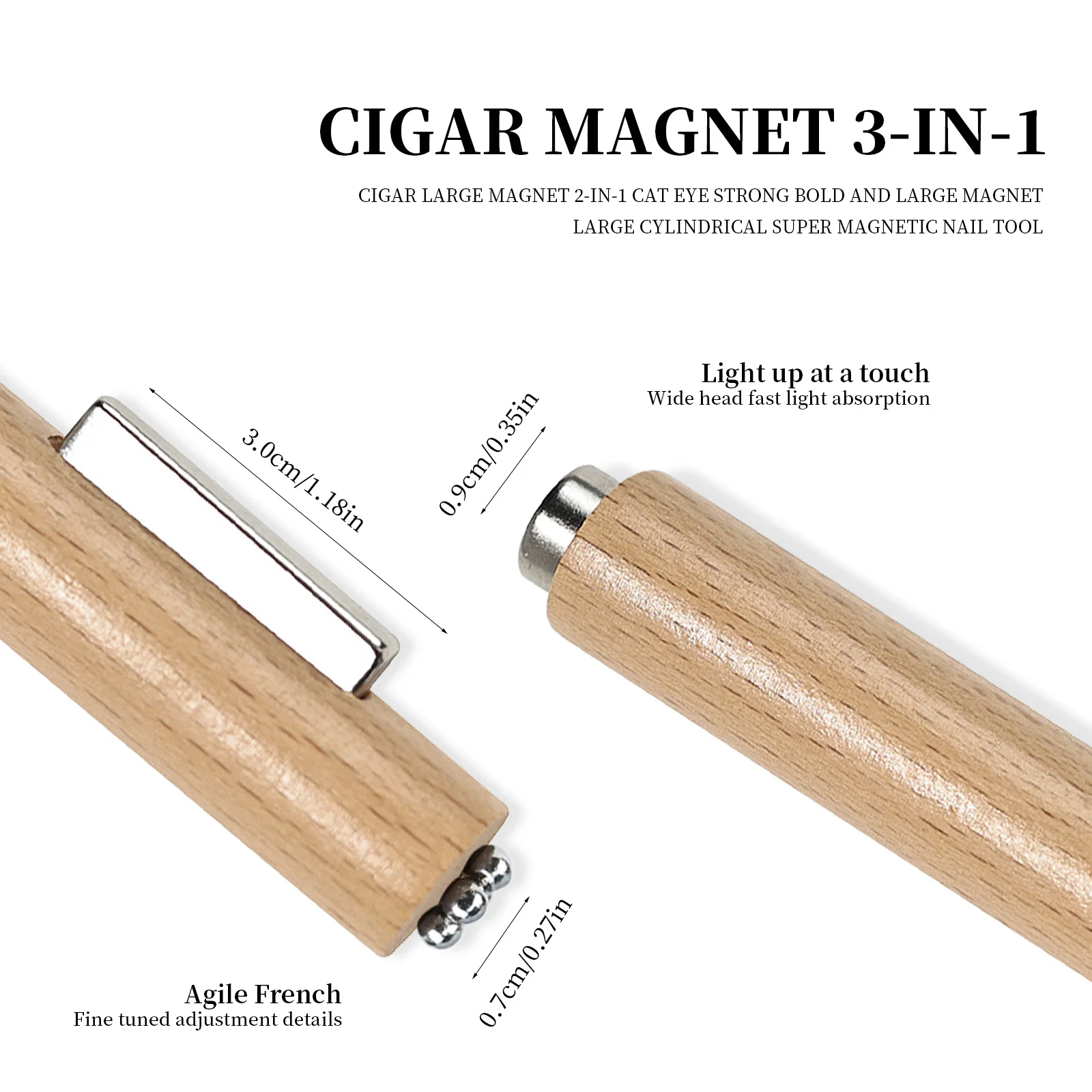 Wielofunkcyjny magnes Cat Eye 3 w 1 do zdobienia paznokci Mocny sztyft magnetyczny Duże cylindryczne magnetyczne narzędzie do paznokci — zdjęcie 4