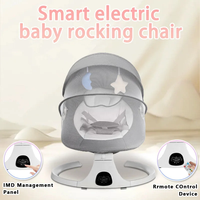 

Умное электрическое детское кресло-качалка с интеллектуальной технологией обнаружения сна, оснащенное пультом дистанционного управления и панелью управления