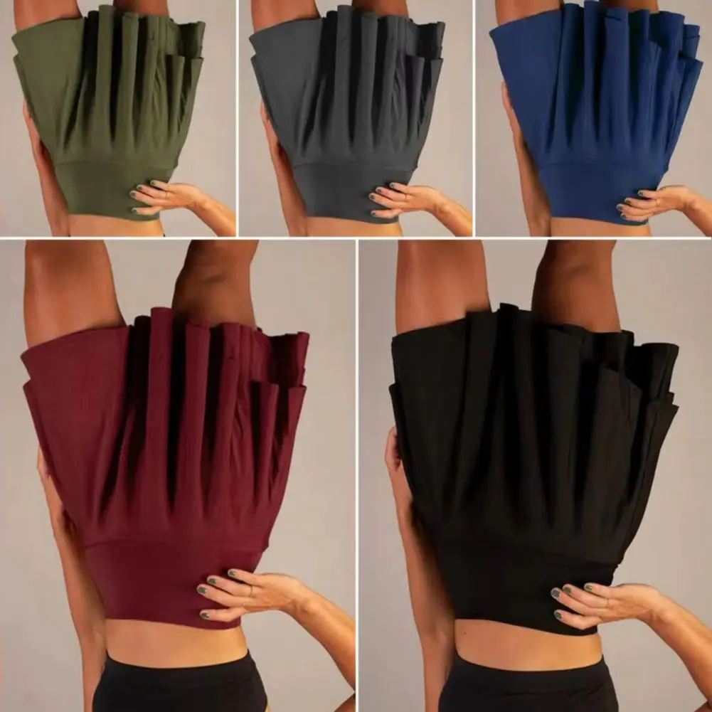 2025 Women Mini Skirt Anti-exposure Double Layers Solid Color High Waist Wide Band Workout Tummy Control Cheering Dance Women Sp