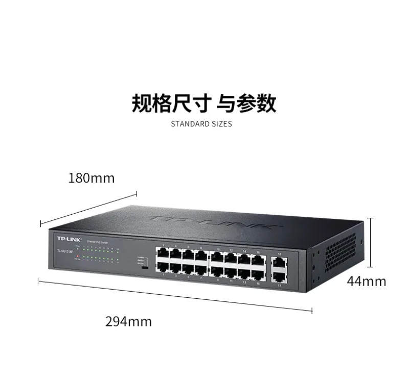 TP-Link 18-Port Gigabit PoE+ Switch, 16 PoE Ports with 180W Budget, VLAN/Isolation/Surveillance Modes for IP Camera Network