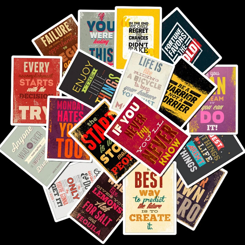 동기부여 인생 명언 다이어리 스티커, 스케이트보드 및 노트북 수하물 데칼 25개
