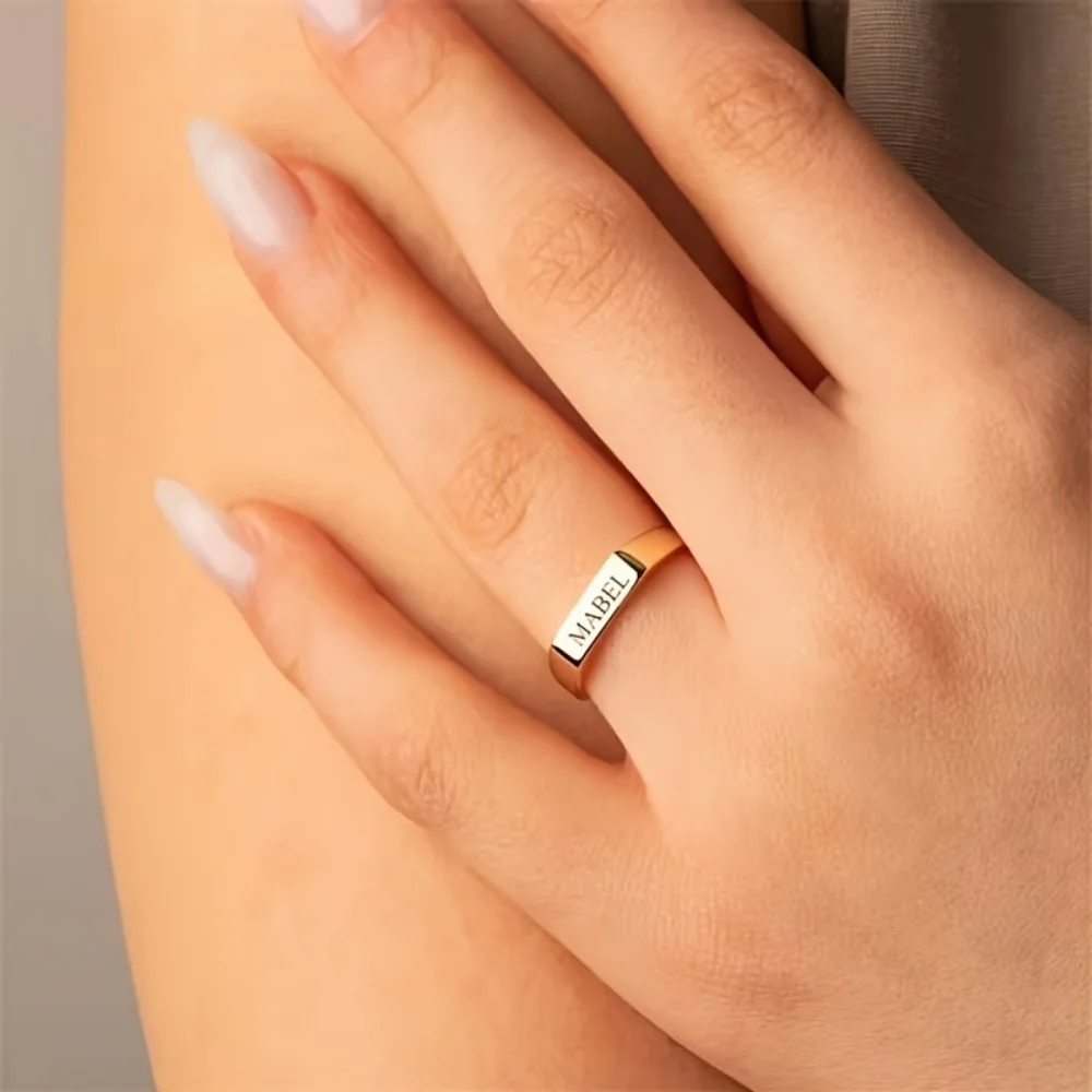 Customized Engrave Name Photo Ring Stainless Steel Personalized Family Lover Engagement Wedding Logo Rings Jewelry Gifts view 5