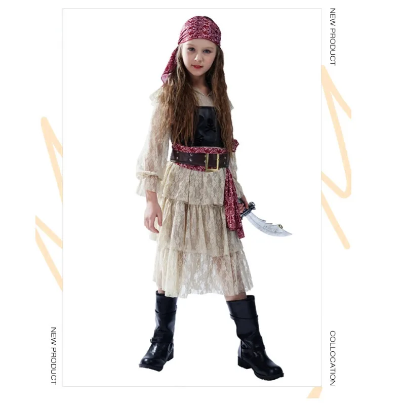 New Halloween Carnival Night Girls Lace Pirate Skirt Girl Pirate Cos Party Costume Pirate Stage Performance Costume