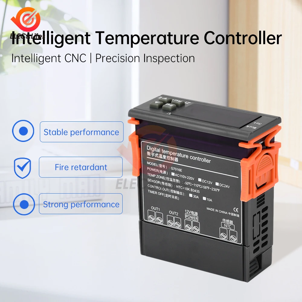 G7016E 12V 24V 10/30A  Heat Cool Digital Thermostat Temperature Controller Miniature Thermostat Temperature Control Switch Panel