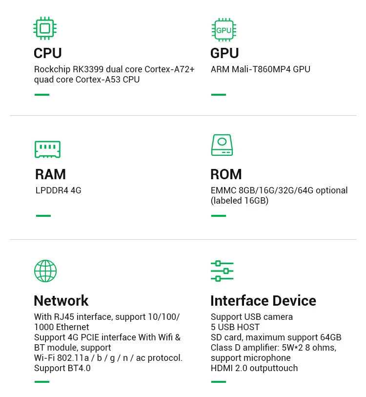 Rockchip RK3399 4+32GB Wifi BT HD 4K compatible con placa base PCBA para gabinete Smart Express