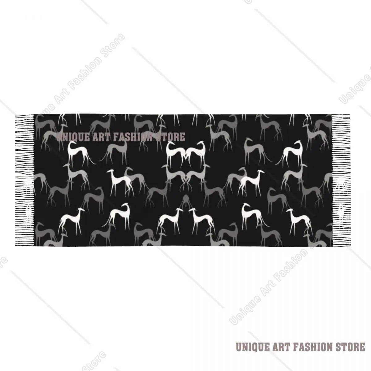 Bufanda personalizada con bonito Sighthounds para mujer, chal largo cálido con borlas para invierno, bufandas Unisex para perro Whippet galgo