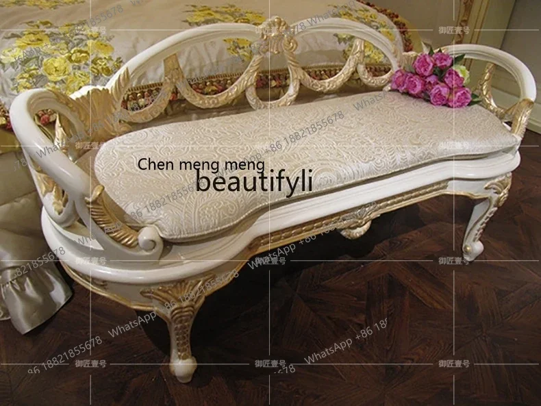 

cc182Мебель для спальни в европейском стиле, ткань ручной работы из массива дерева, прикроватный табурет, диван для спальни R