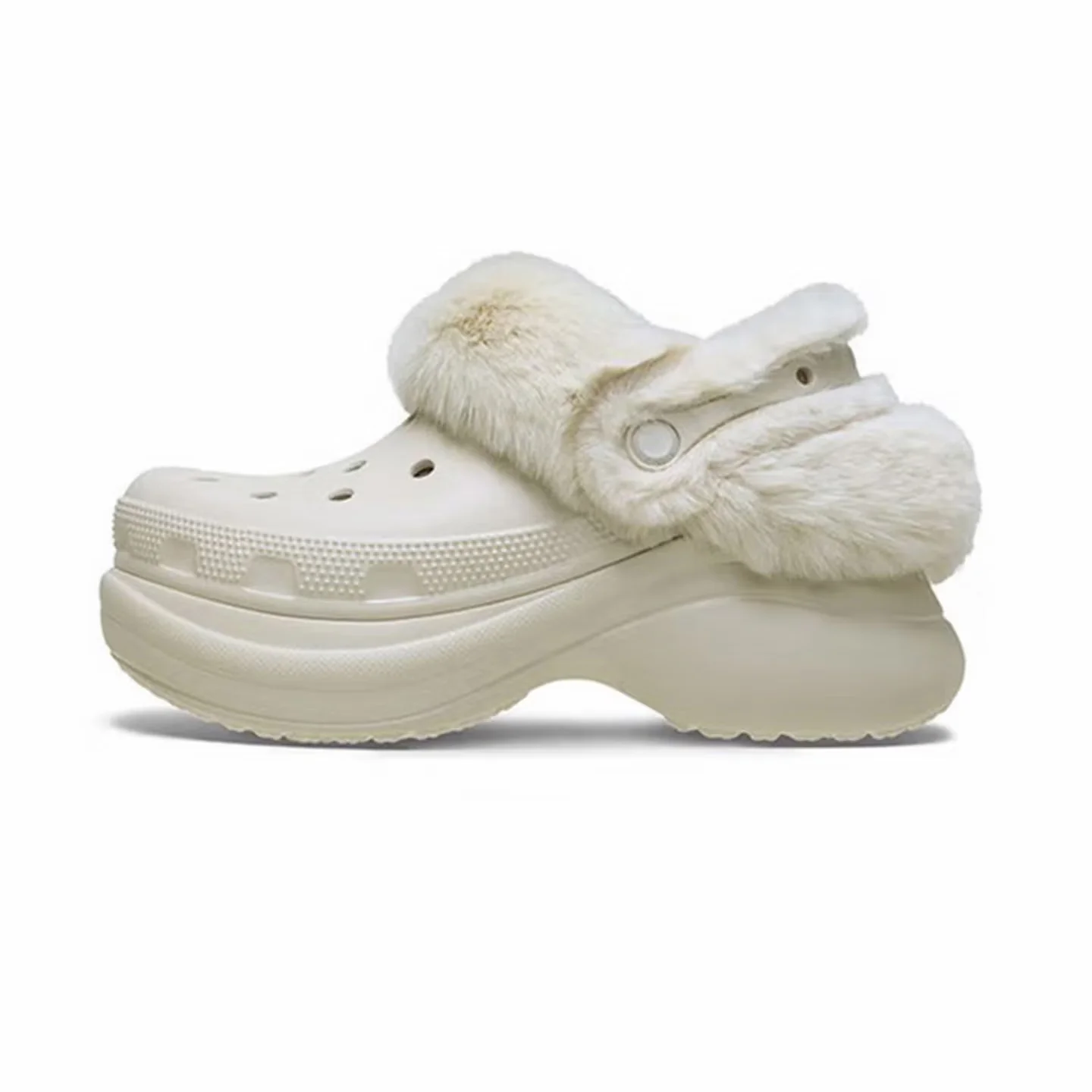 Crocs Classic BAE Clog Concrete Retro Comfortable Thick-Soled Elevated Fleece-Lined Perforated Unisex Slip-On Shoe 211753-160