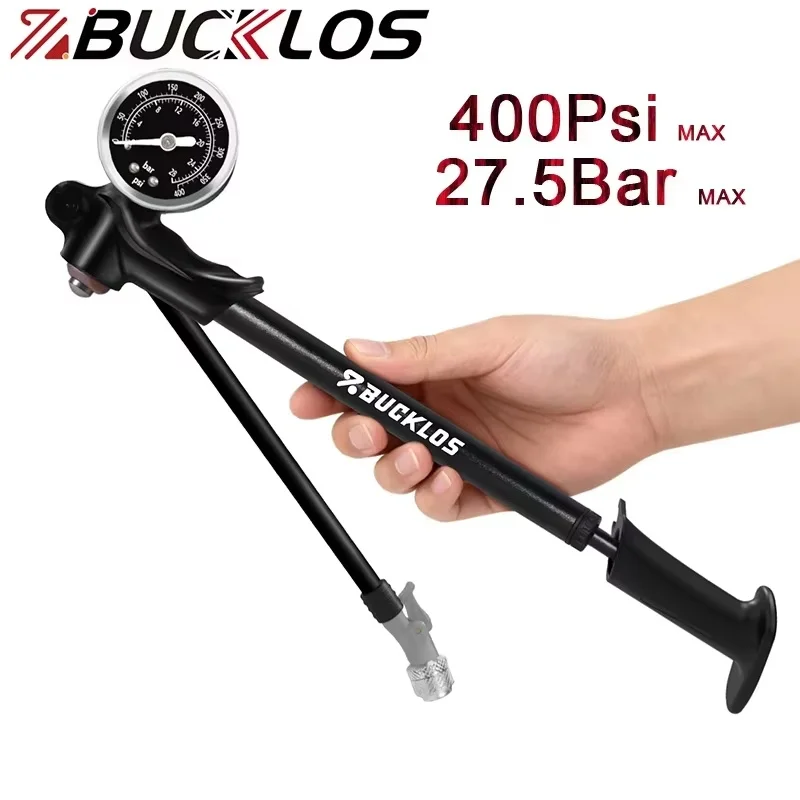 

Портативный велосипедный насос BUCKLOS высокого давления 400 PSI 27.5 бар с манометром 360° ° Вращающийся шланг для горных и шоссейных велосипедов