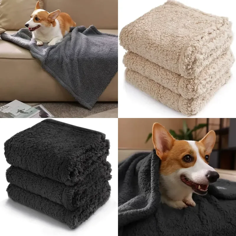 Cashmere Double Sided Solid Color Pet Blanket for Dogs and Cats Four Season Warm Soft Bedding Mat