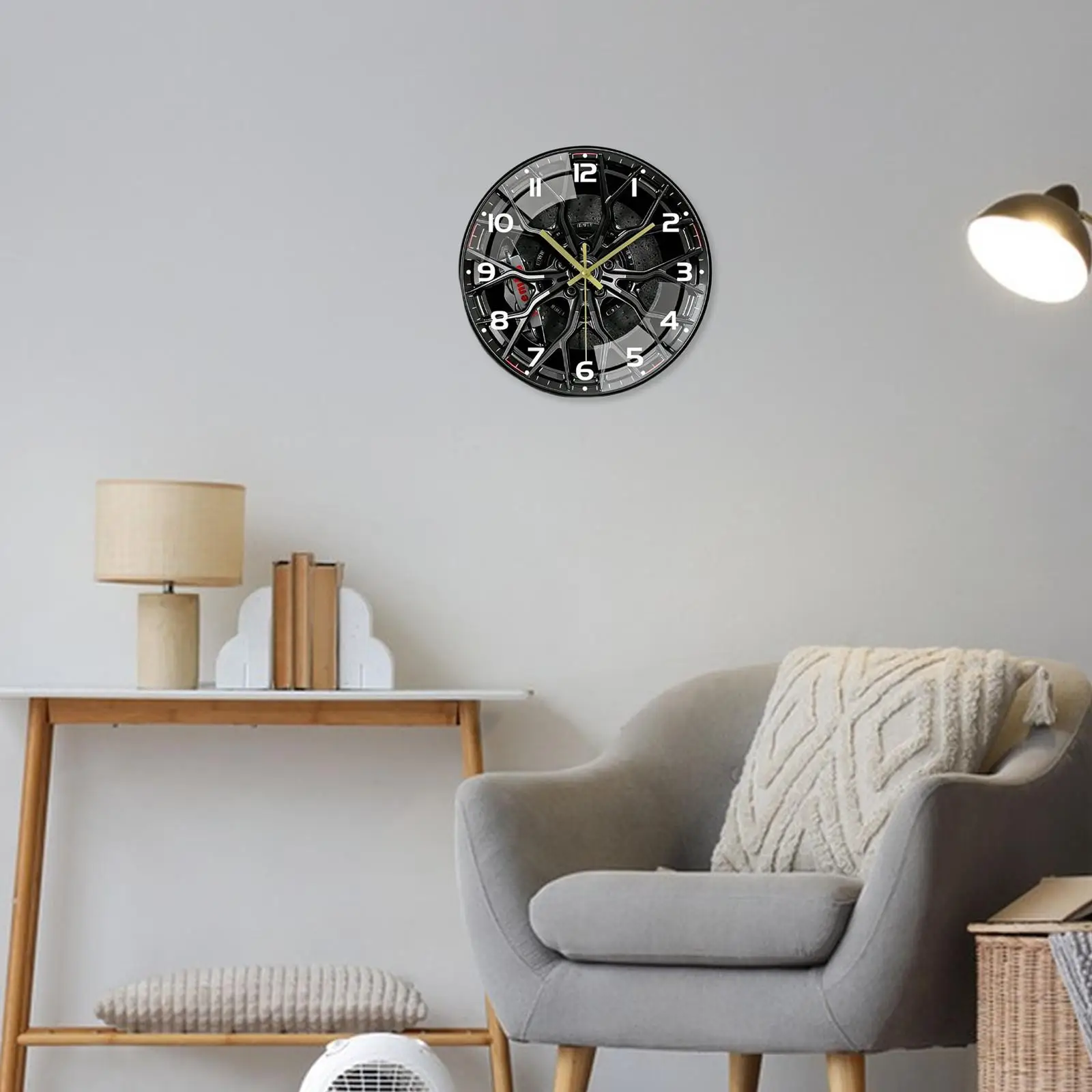 Elegant Vintage Wall Clock Mechanical Design Glass Analog Round Art Timepiece for Home Office Kitchen Decoration