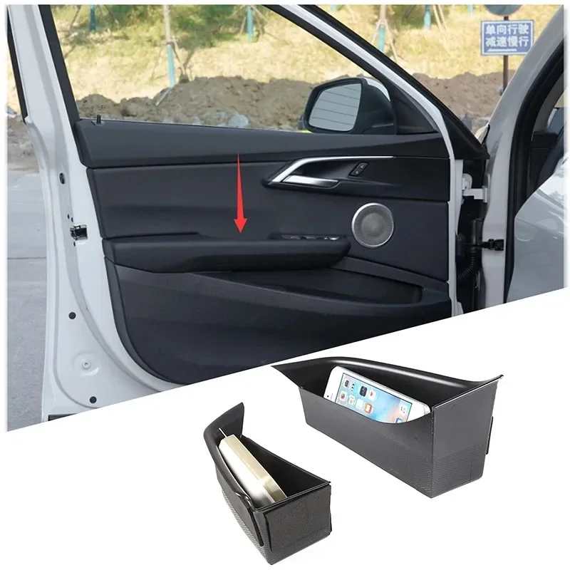 

For BMW 1 2 Series F40 F44 2020-2023 ABS Black Car Front Rear Door Inner Handle Storage Box Mobile Phone Tray Car Accessories