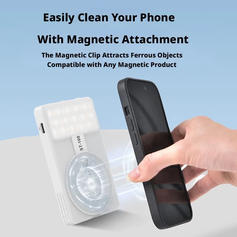 Magnetic Double-Sided Mobile Phone Fill Light LED Video Conference Camera Taking Photos Live Streaming Shooting Pocket Lamp