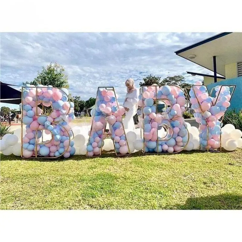Outdoor Wedding Party Giant Stainless Steel Baby Letters Gold Plated Iron Decorative Alphabet Characters for Events