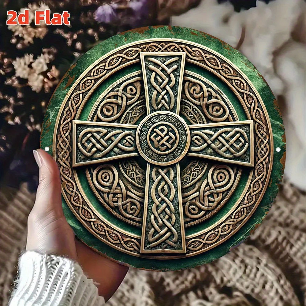 CIFbuy Vintage Celtic Cross Aluminum Wall Art Waterproof Durable Metal Sign For Home Bar Cafe Garage