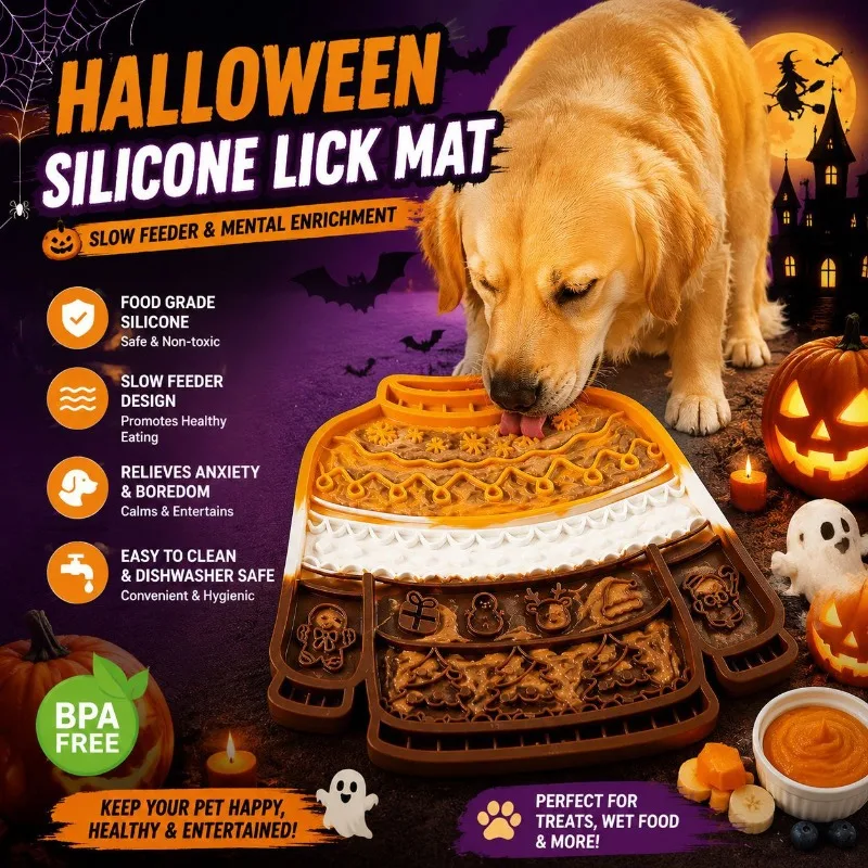 Food-grade silicone slow feeding lick mat for pets, suction cup non-slip, suitable for kittens and dogs, easy to clean