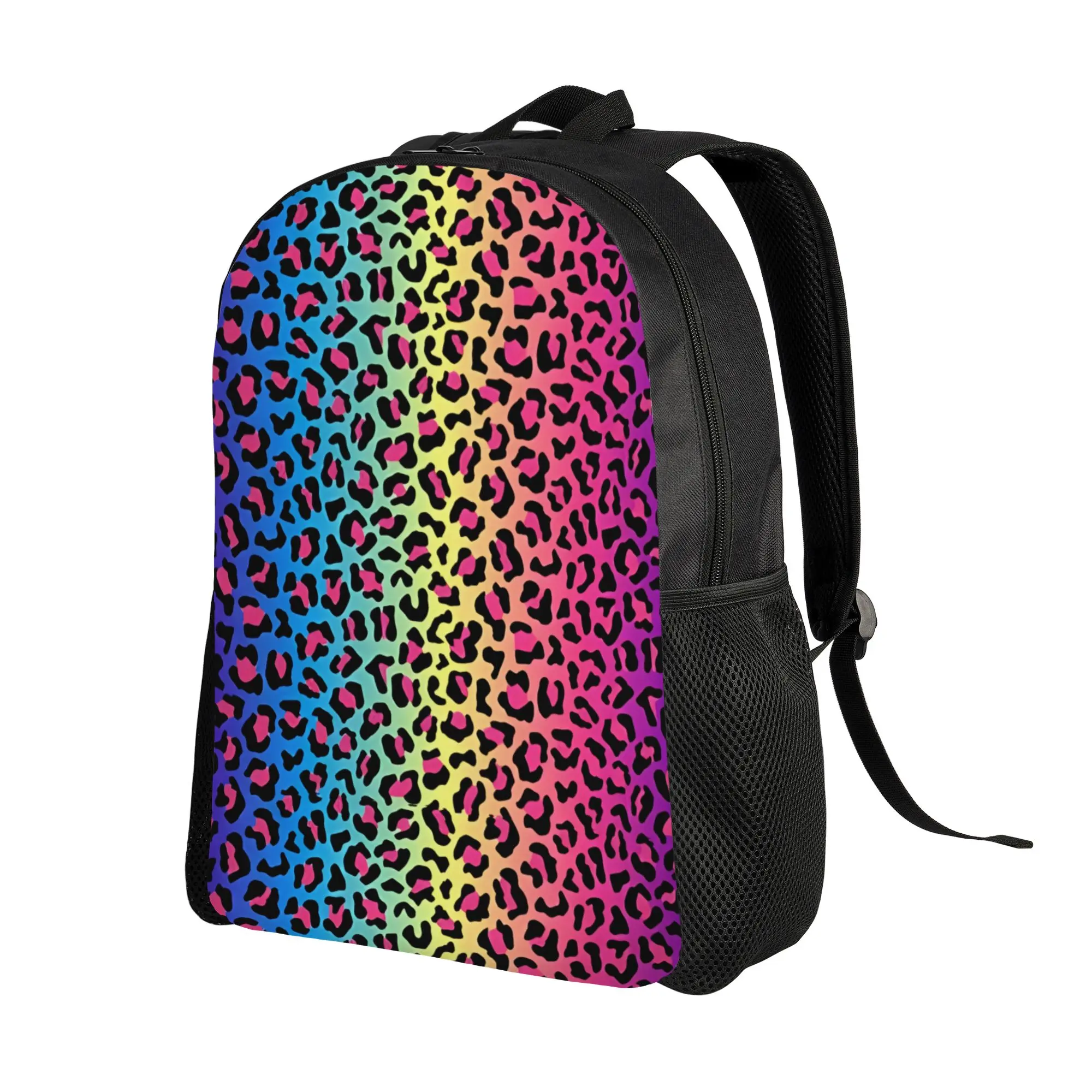 Leopard Print Book Pack Back to school season Rainbow Leopard  Cool Backpack