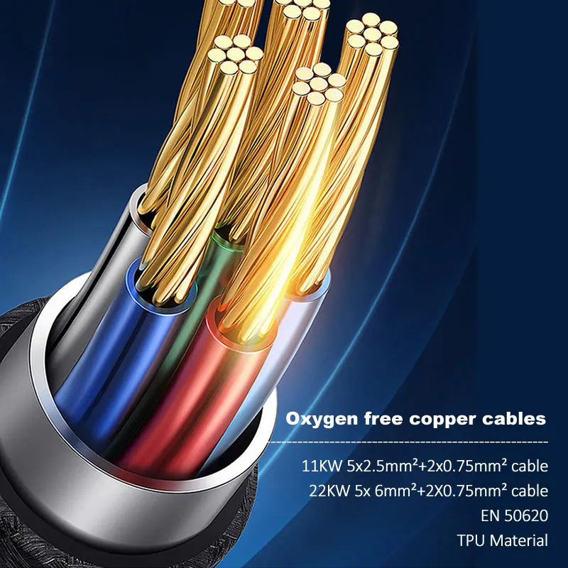 JIGU Type 2 Charging Cable for Electric Vehicle Charger 11kw 22KW Copper Cable for EV Charger Electric vehicle charging cable