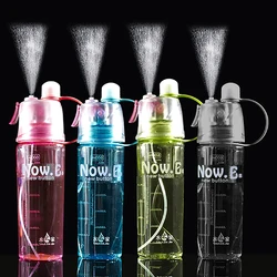 400/600ml Sports Plastic Spray Water Bottle Cool Summer Cycling Sport Water Bottle Portable Climbing Outdoor Bike Shaker Bottle