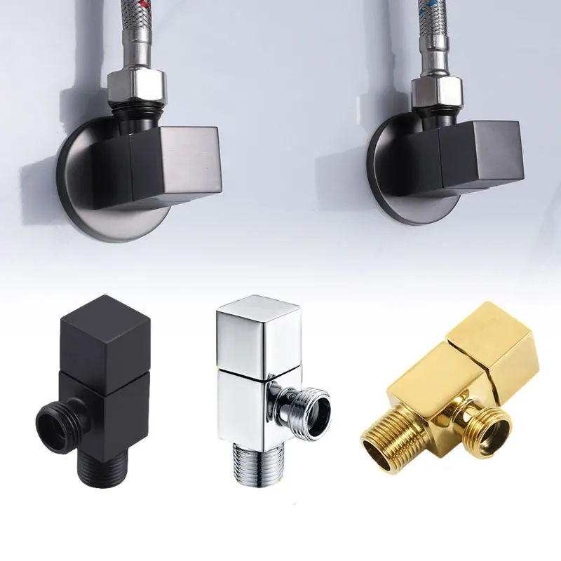 One In One Out Square Toilet Corner Valve Water Heater 4 Water Distribution Valve Thickened Copper Core Solid Brass