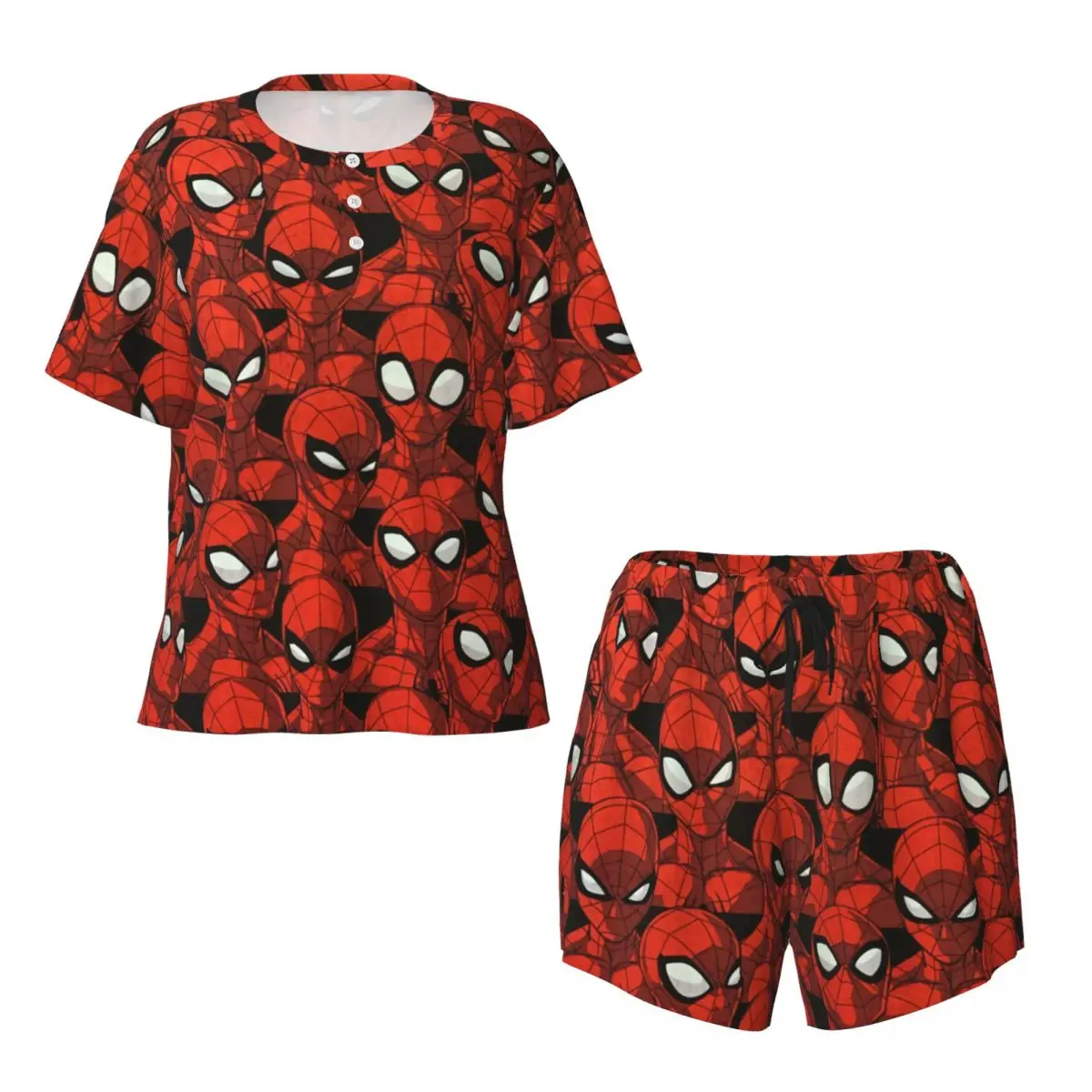 Custom Animated Anime Spider Man Pajamas Set Women Short Sleeve Spider Sleepwear Loungewear 2 Piece Pjs