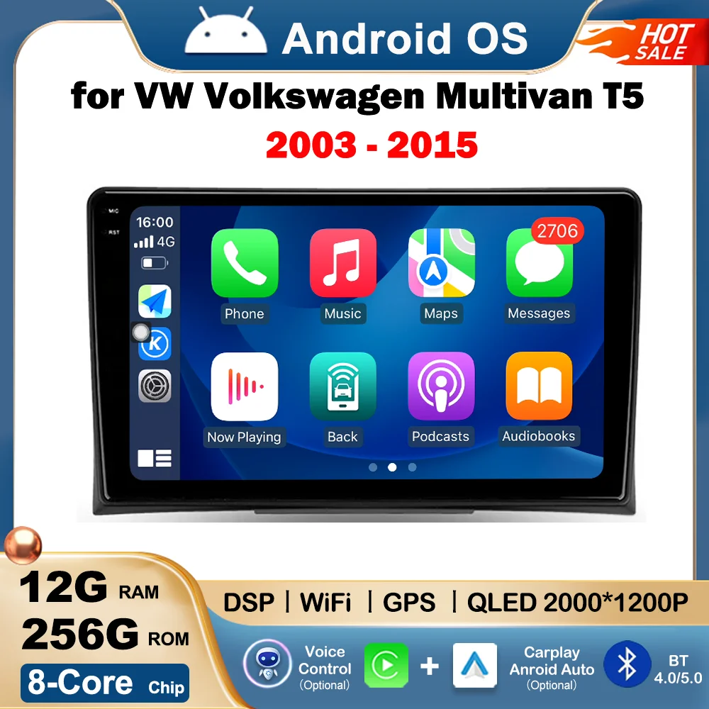 

for VW Volkswagen Multivan T5 2003 - 2015 Car Radio Video Mulltmedia Player GPS Android OS Carplay WiFi DSP Stereo BT Head Unit