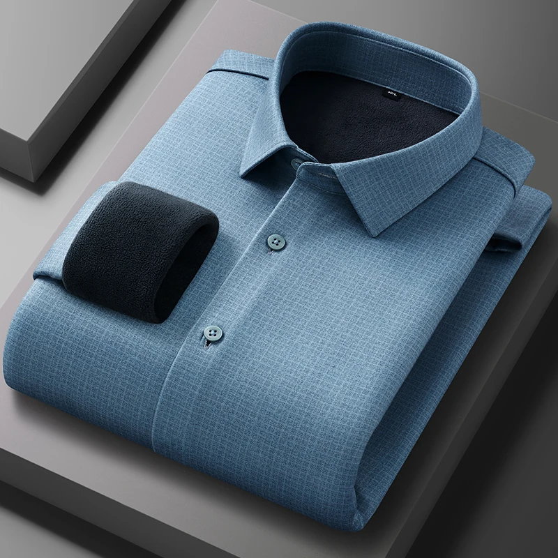 قمصان رجالية من الصوف بأكمام طويلة، قمصان شتوية سميكة مقاومة للبرد، كاجوال وعصرية، جودة عالية للشارع