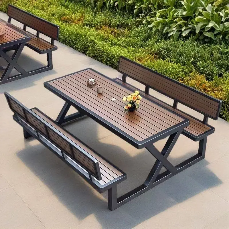 

Foldable Wooden Dining Home Use Table and Benches for Hotel Restaurant Use Outdoor Garden Table Chair Set