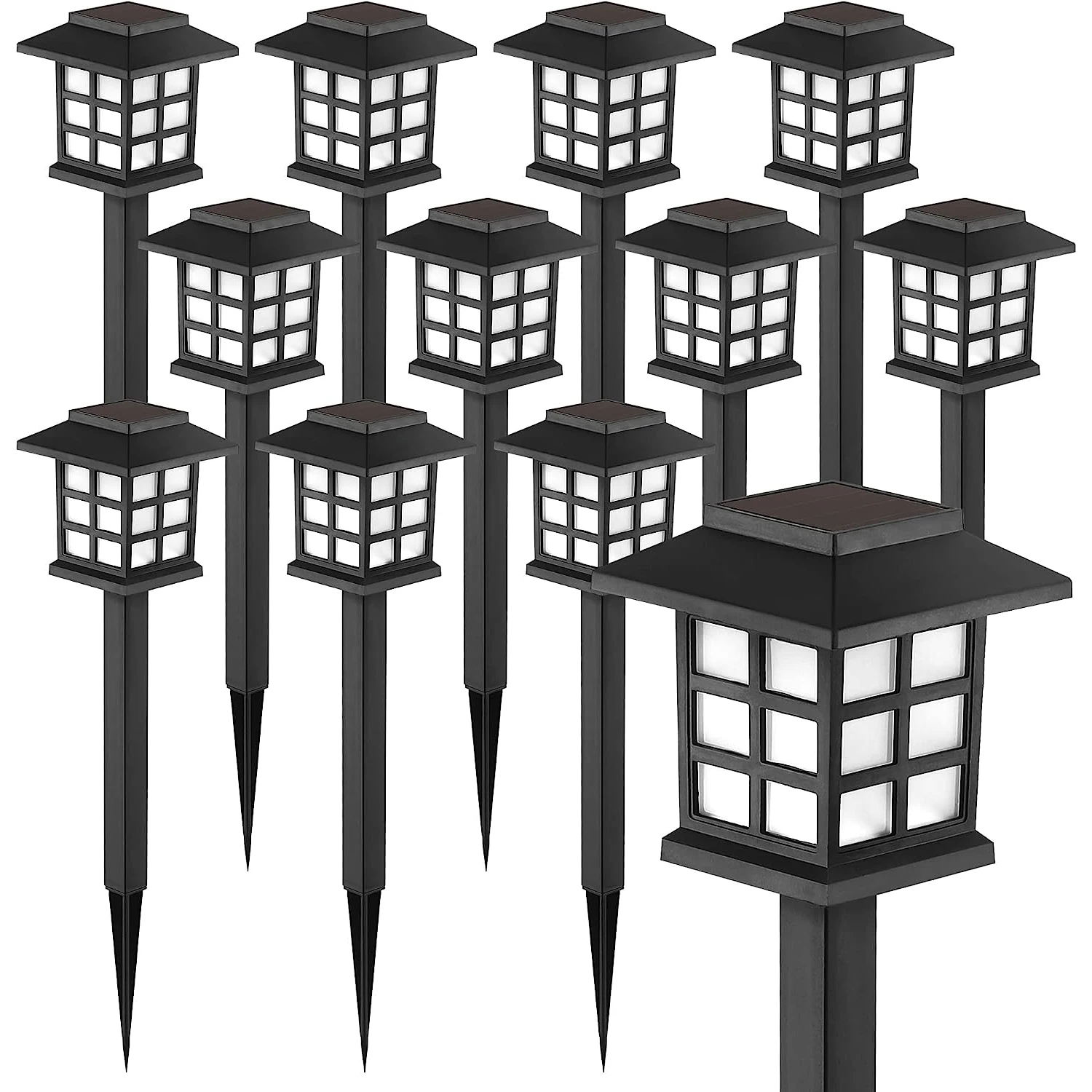 

2/12Pcs Outdoor Solar Garden Lights, Lawn Path Lights, Construction Atmosphere, Suitable for Trails, Carways, Courtyards, Parks and Lawn Lighting Decorations