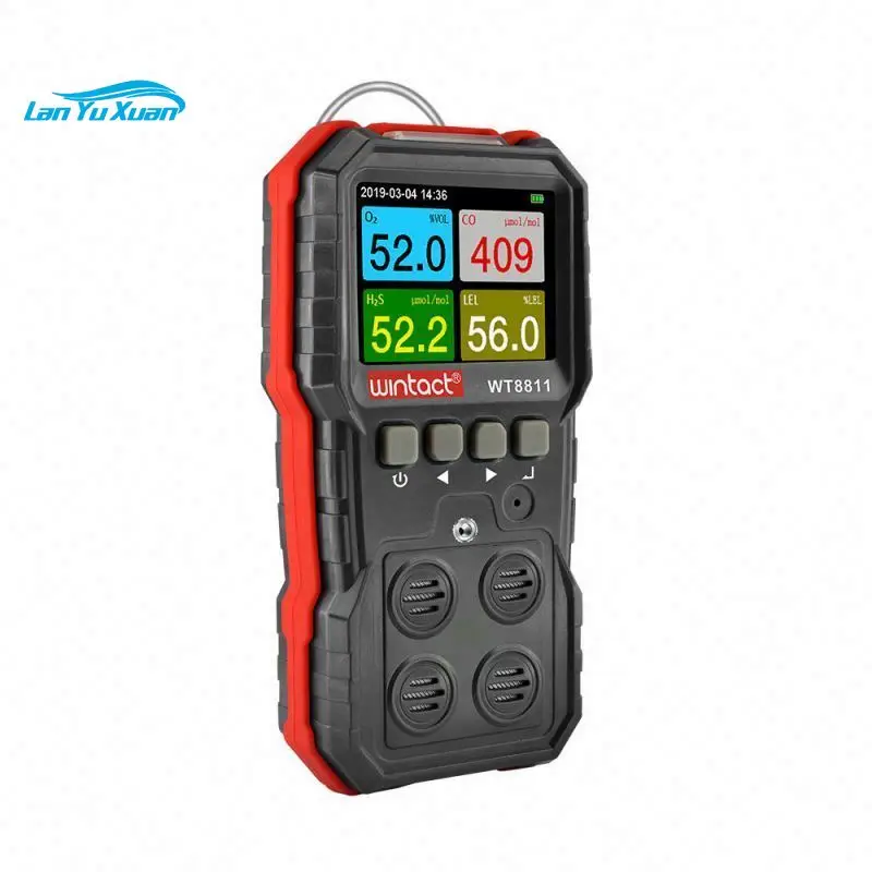 Gaslekdetector 4 Gasanalysator Handheld Luchtkwaliteit 4 Gastester