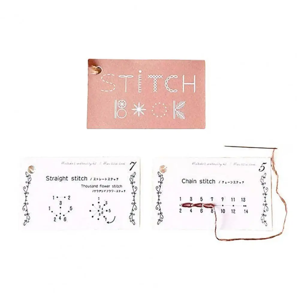 Mini Sewing Book Comprehensive Stitch Guide DIY Craft Portable Sewing Card Set Embroidery Patterns Designs Sewing Book