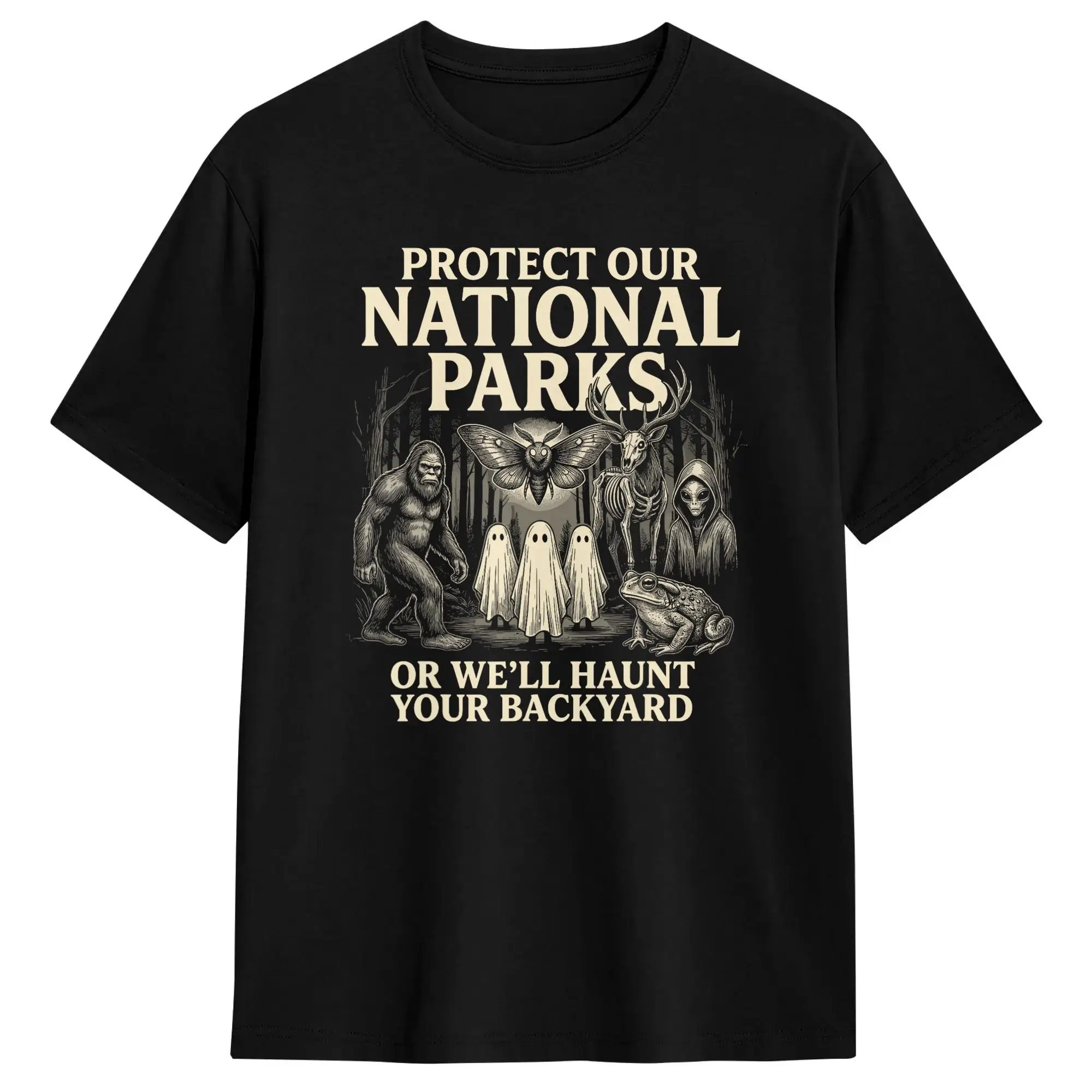 Novelty Protect Our National Parks Mothman Cryptid Weirdcore T-Shirt Men Cotton T Shirt  Short Sleeve Tees Plus Size Clothes