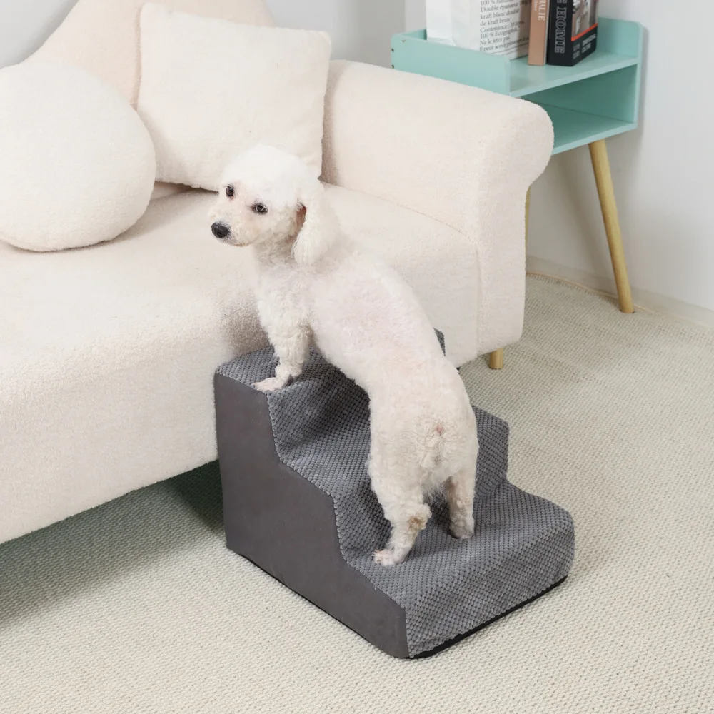 

3 Step Stair Dog/Cat Ramp Ladder Washable Pet Stairs with Removable Cover Memory Foam Sponge Dogs Pet Ramp Stairs Pet Supplies