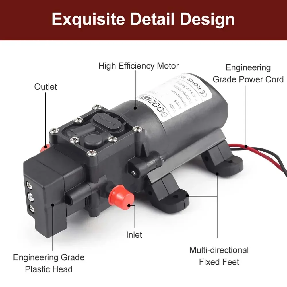12V Water Pump Caravan Camper Motorhome High Pressure Water Pump 6L/Min Caravan Wash Tool