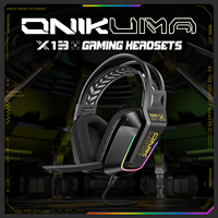 ONIKUMA Gaming Headset, Surround Sound Gaming Headset with Noise Cancelling Microphone, RGB Lights and Soft Memory Earcups