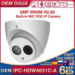 OEM Dahua IPC-HDW4631C-A 6MP Telecamera IP di sicurezza Sorveglianza Visione notturna IR PoE Microfono incorporato IR 30M 50M IR H.265