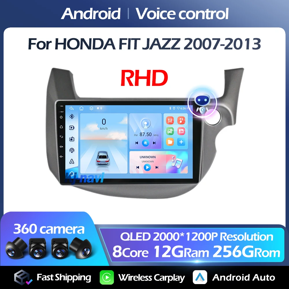 

10.1" Android 14 For HONDA FIT JAZZ 2007-2013 RHD Car Radio Android CarPlay 4G WIFI GPS Navigation Voice control DSP RDS