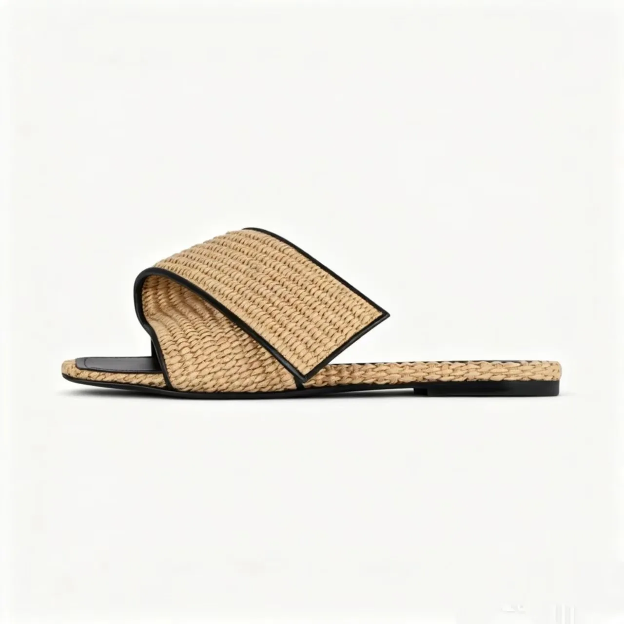 2026 Summer Women's Flat Slippers, Women's Outerwear, Square Head, Open Toe, One Line Slippers, Men's Slippers