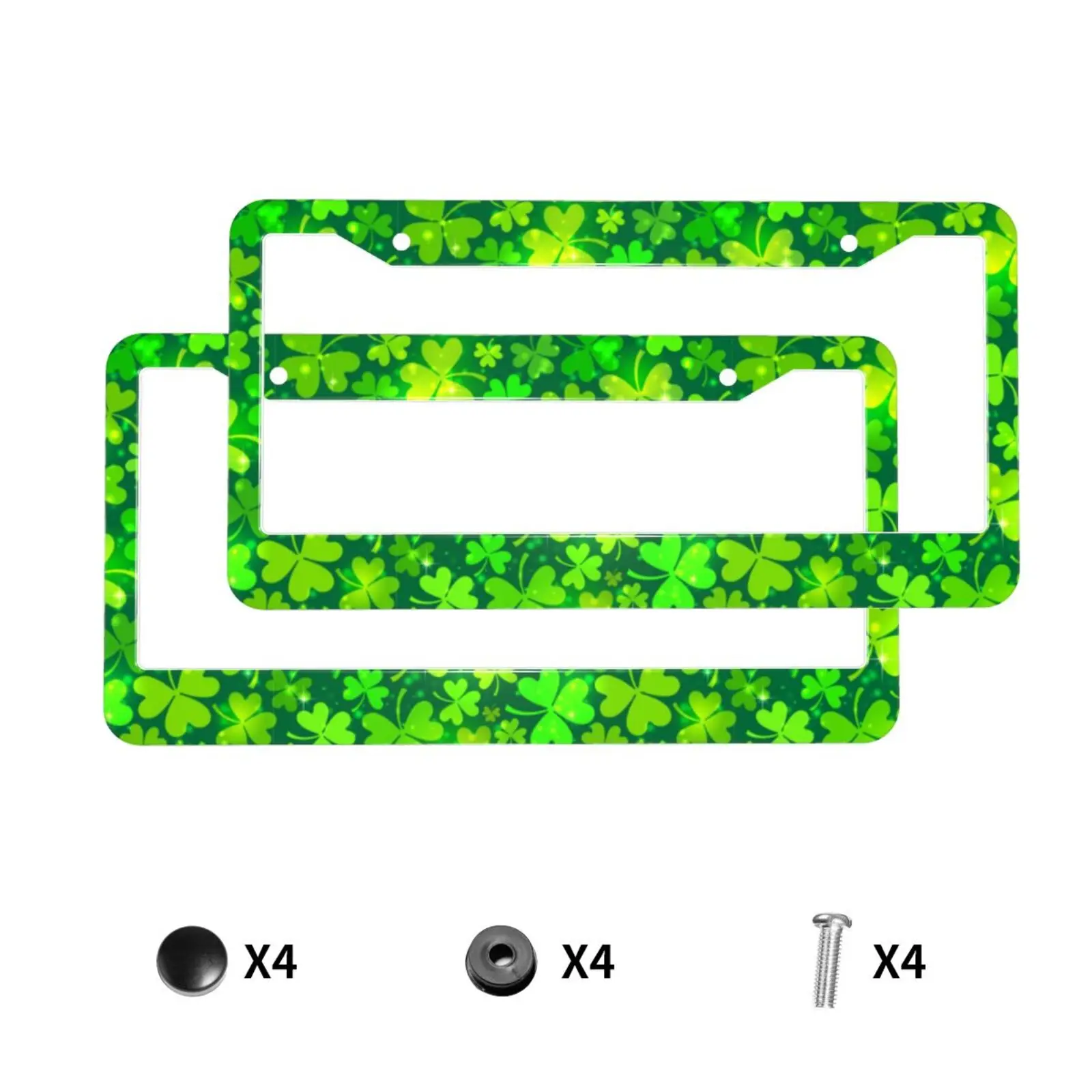 San Patricks Clover Print Aluminum Alloy American Car License Plate Cover Car Accessories Waterproof License Plate Cover Car