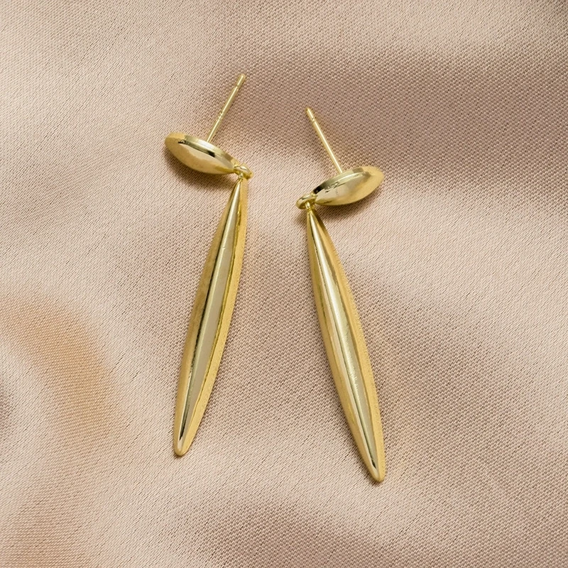Metal Golden Silver Color Drop Dangle Earrings For Women Geometric Party Vintage Earring Female Statement Bijoux Leaf Jewelry