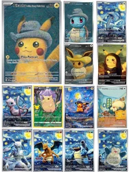 Pokemon Van Gogh Museum Pikachu Collection Cards DIY Pokemon Classic Single Card Game Anime Self Made Cards giocattoli regalo