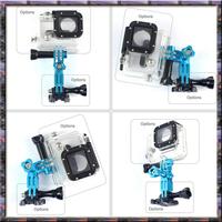 2025 New 2 Pcs Three-Way Pivot Arm Mount Adapter For GOPRO Hero 1 2 3 3+ 4 5 Session/Xiaomi Yi/SJ Sport Camera, Blue & Black