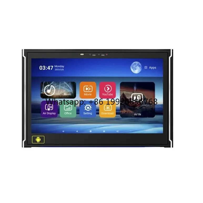 

12.5 Inch 4K USB Connected IPS Screen Android Car Headrest Monitor RGB LCD Rear Seat Entertainment Display Built-in Speaker