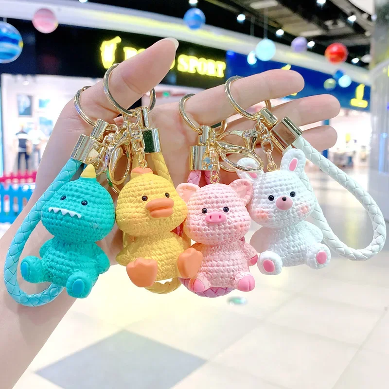 Desenhos animados Bonito Resina Animal Keychain Moda Criativa Saco Acessórios Decoração Charme Kawaii Casal Charme Car Keychain Pequenos Presentes