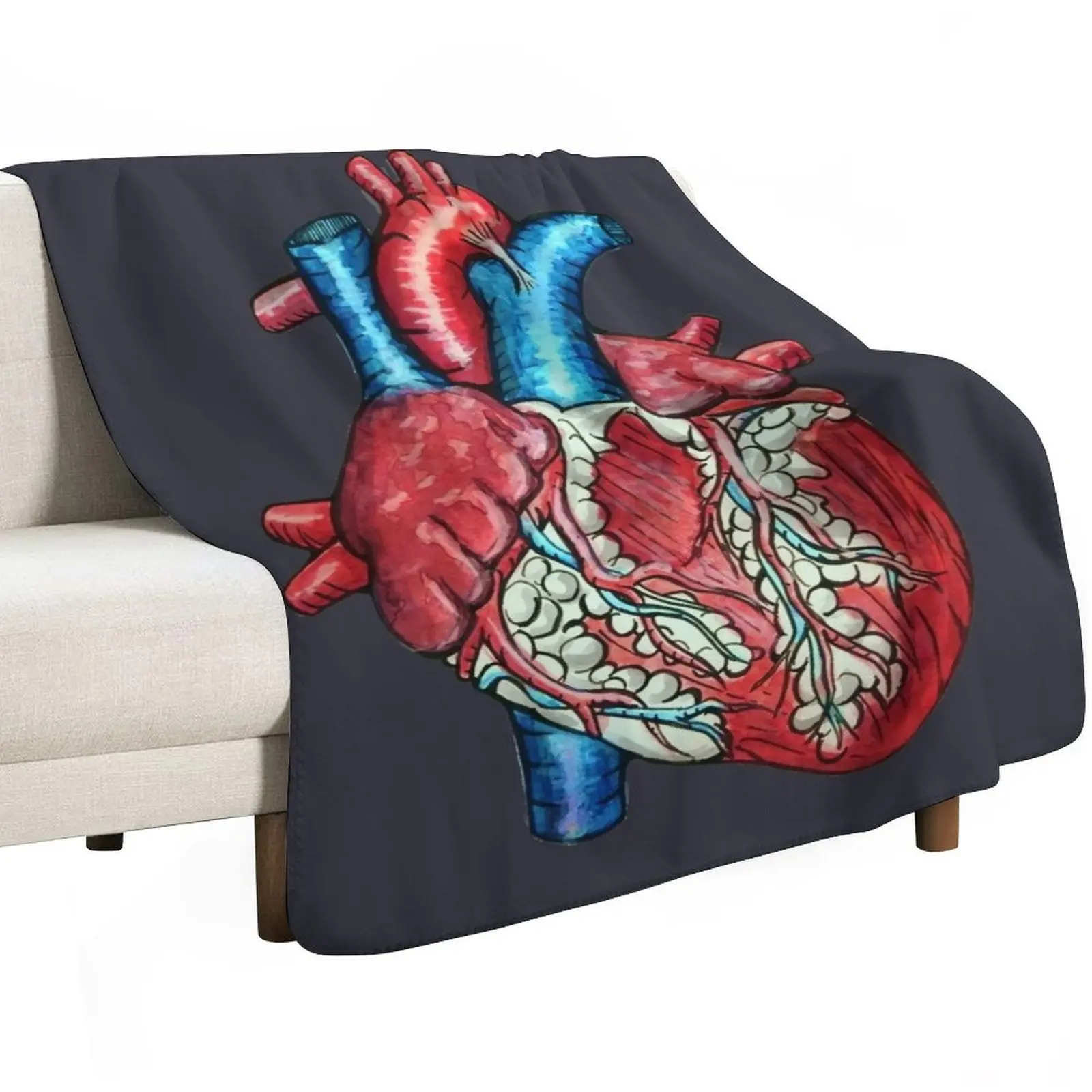 Anatomical human heart Throw Blanket Sleeping Bag Bed linens Luxury Designer Bed Hairys Beautifuls Blankets
