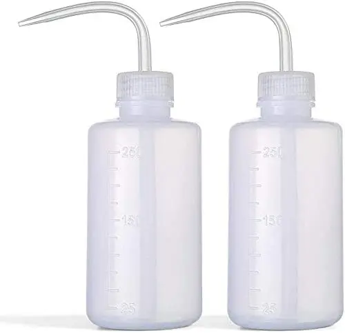 Wash Bottle 250ml/8oz Safety Bottles Watering Tools, Plastic Squeeze with Narrow Mouth Scale Label for lab Cleaning Washing 2Pcs