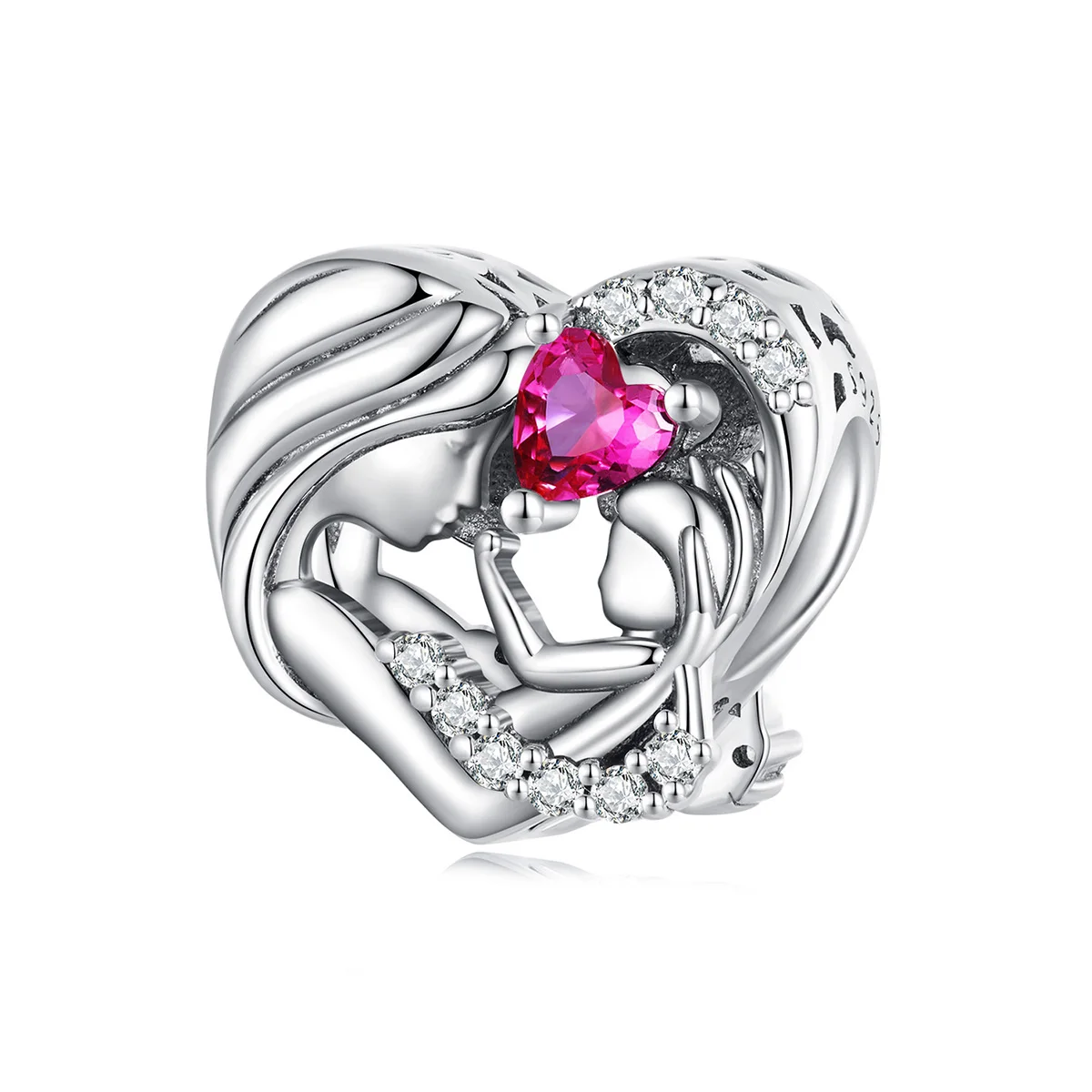WOSTU 925 Sterling Silber Herzform Charms Wachstum Hängende Perle Rot CZ Liebe Affinität Anhänger Für Original Schmuck Thanksgiving
