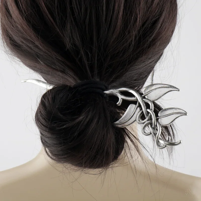 Forcina vichinga Nodi celtici Corona Bastone per capelli in metallo vintage Rune Draghi Clip per capelli scivolo Accessorio per gioielli per capelli da donna