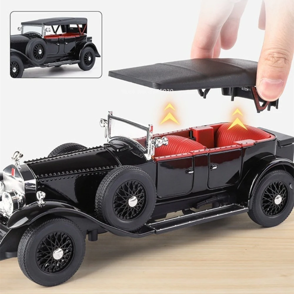 1:24 Rolls Royce Phantom 500K modelo de juguete coches ruedas puertas giradas puertas abiertas coche Vintage en miniatura vehículo extraíble niños regalos de navidad